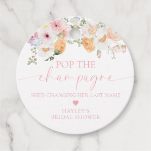 Millie Floral Pop the Champagne Bröllopsdusch Gåvor Etiketter