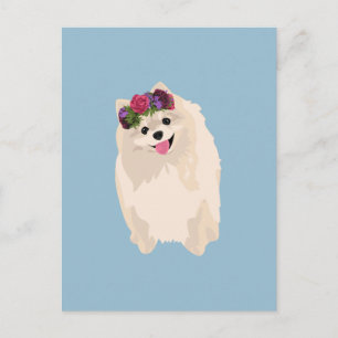 Millie Girly Poeranian med Flower Krona Vykort