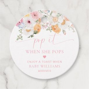 Millie Vår Blommigt Baby Shower Pop it Gåvor Etiketter