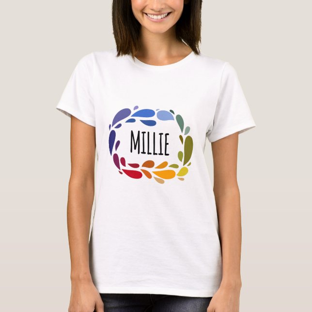 Milliname Niedliches farbiges Geschenk mit dem Nam T Shirt (Framsida)