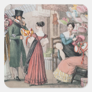 Milliners , tryckt av Charles Joseph Fyrkantigt Klistermärke