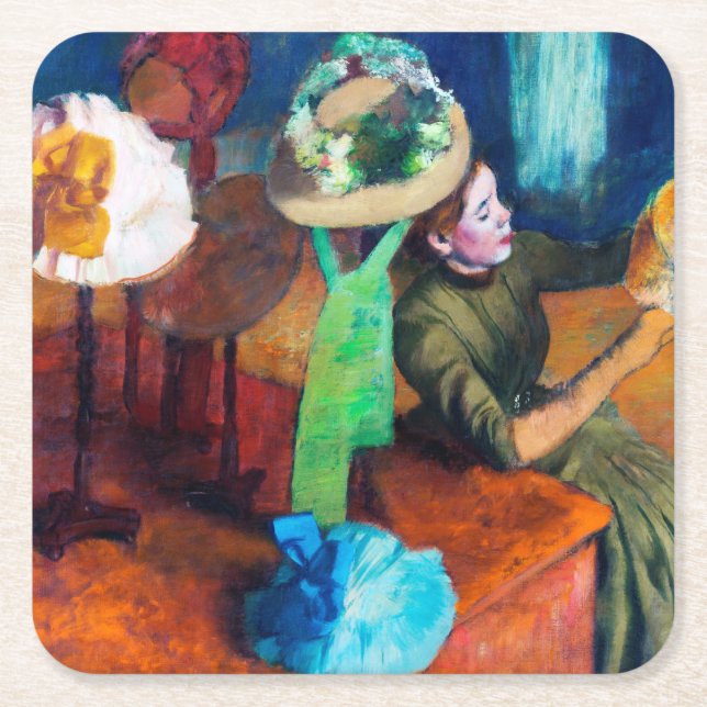 Millinery Shop, Edgar Degas Underlägg Papper Kvadrat (Framsidan)