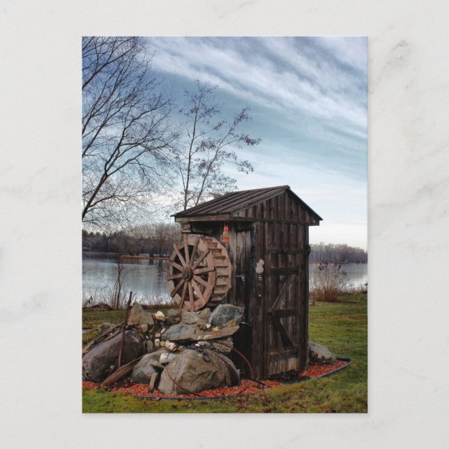 Milling om det gamla outhouse vykort (Framsida)