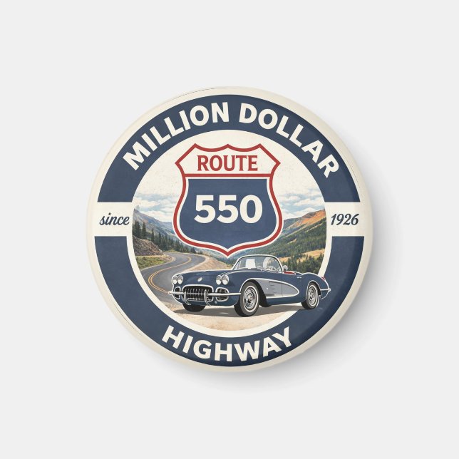 Million Dollar Highway Route 550 klassisk present  Magnet (Framsidan)