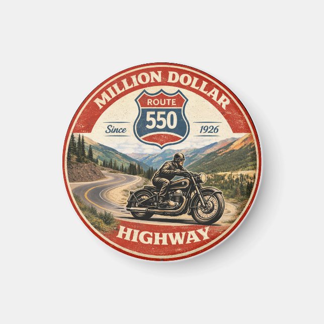 Million Dollar Highway Route 550 motorcykelgåvor Magnet (Framsidan)