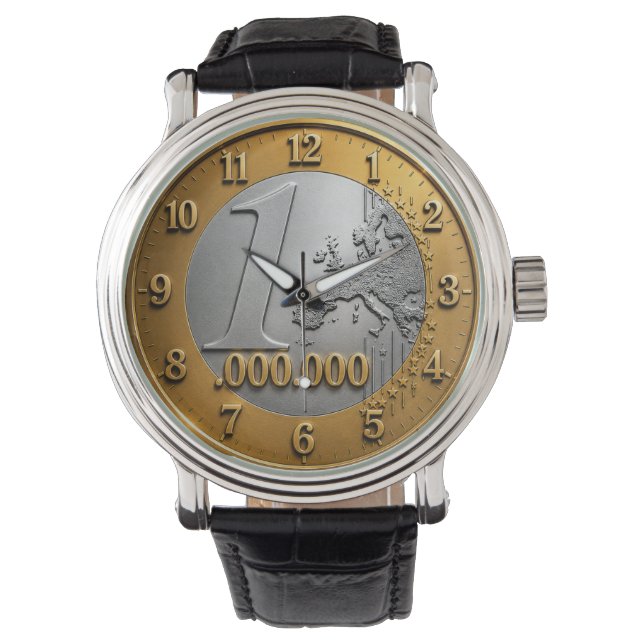 Million Euro Coin Wall Clock Design, Funny Wealth  Armbandsur (Framsida)