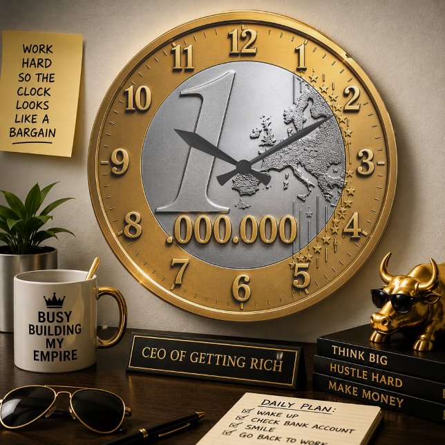 Million Euro Coin Wall Clock Design, Funny Wealth  Stor Klocka (Skapare uppladdad)