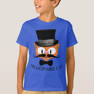 MILLIONAIRE CAT Tecknad Mustache Cat Boys Tee
