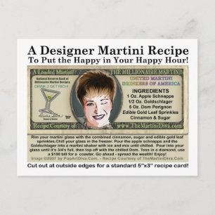 Millionaire Martini Joke Recipe-vykort Vykort