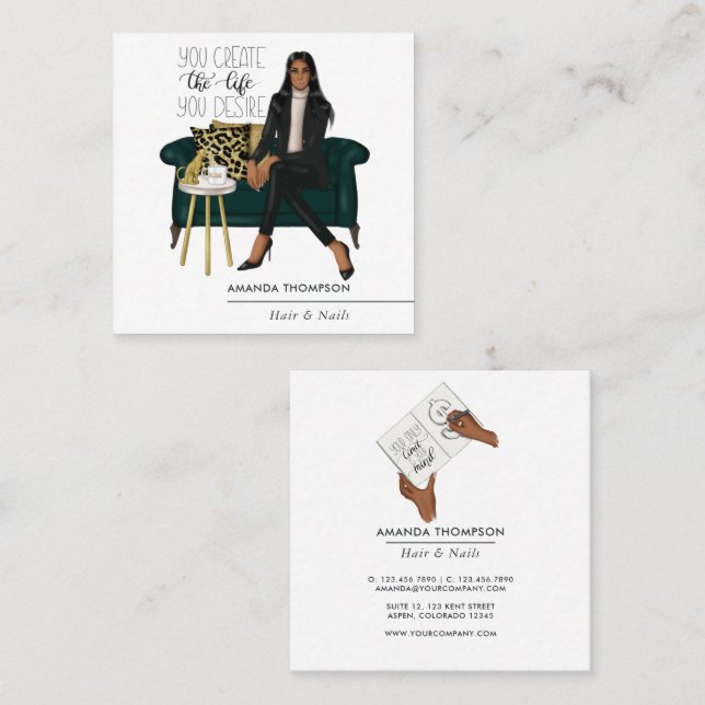 Millionaire Mindset Insida Designer Fyrkantigt Visitkort (Fram/baksida)