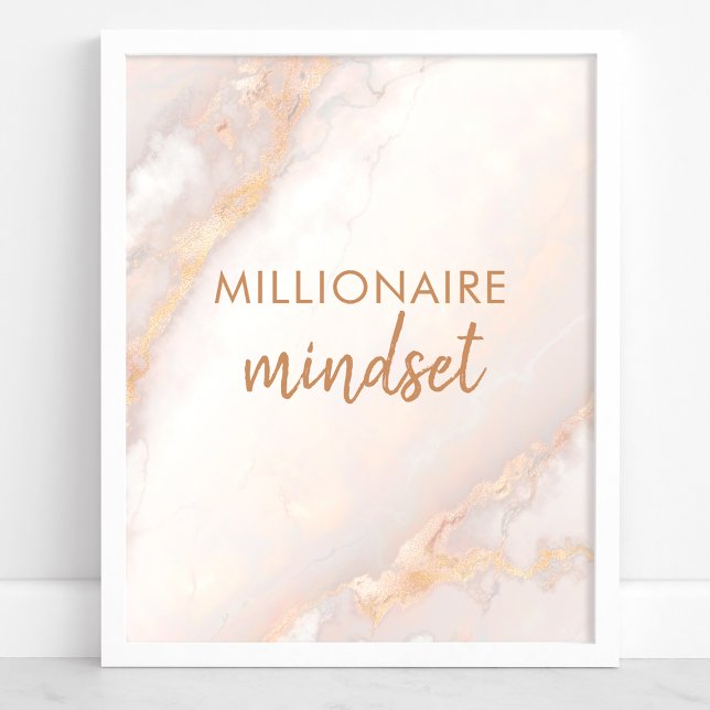 Millionaire Mindset Peach Guld Marble Quote Poster (Skapare uppladdad)