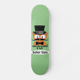 Millionaire Tecknad Mustache Cat Señor Gato Mini Skateboard Bräda 18,5 Cm