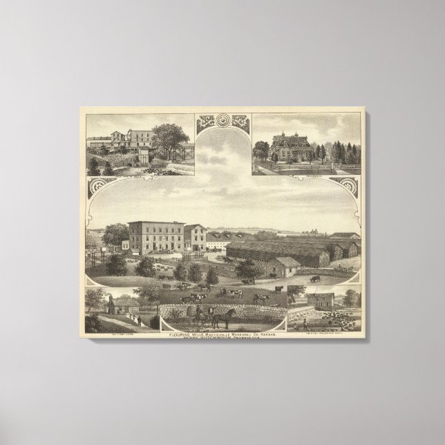 Mills and Residences in Kansas Canvastryck (Framsida)