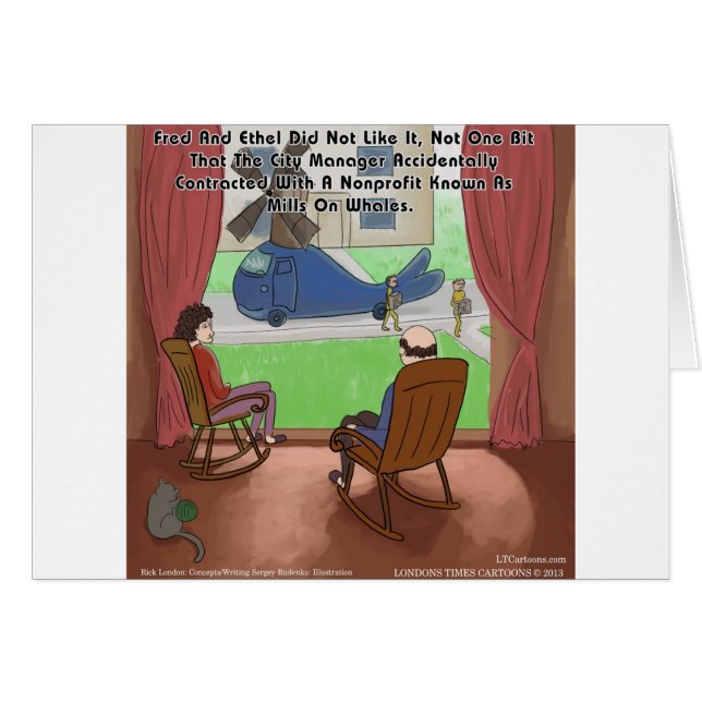 Mills On Whales Funny Hälsningskort (Framsidan Horizontal)