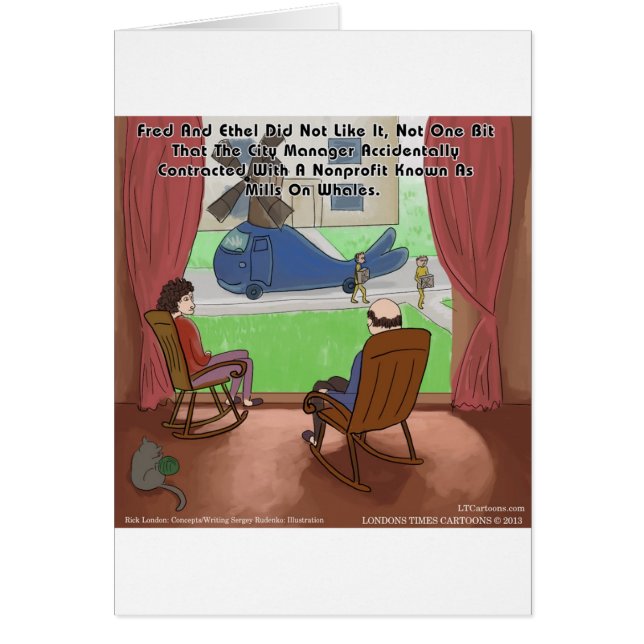 Mills On Whales Funny Hälsningskort (Framsidan)