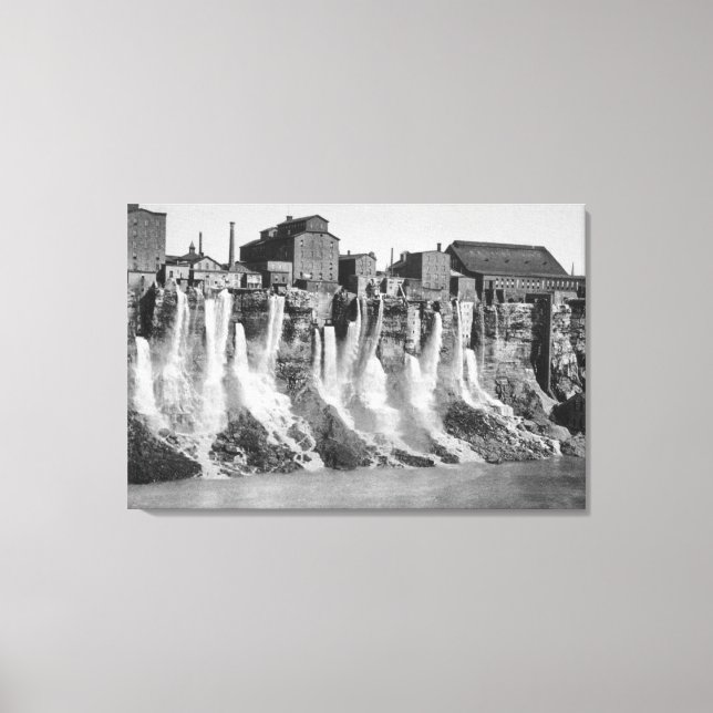 Mills på den amerikanska sidan av Niagara Falls Canvastryck (Framsida)