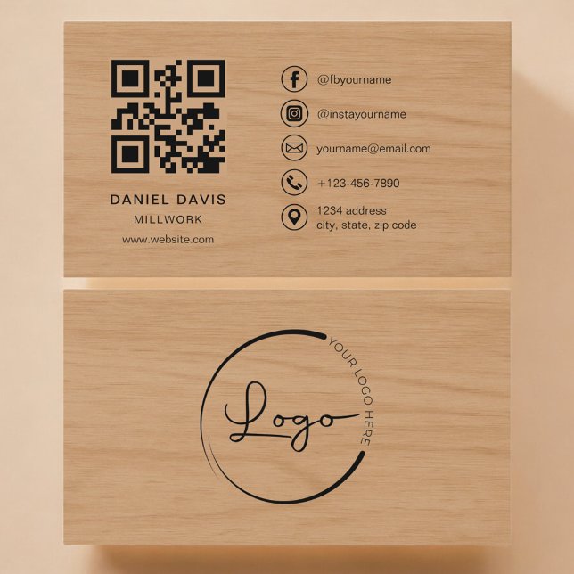 Millwork Trä Professional QR-kod Visitkort (Skapare uppladdad)