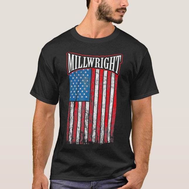 Millwright American Flagga Gift_2  T Shirt (Framsida)