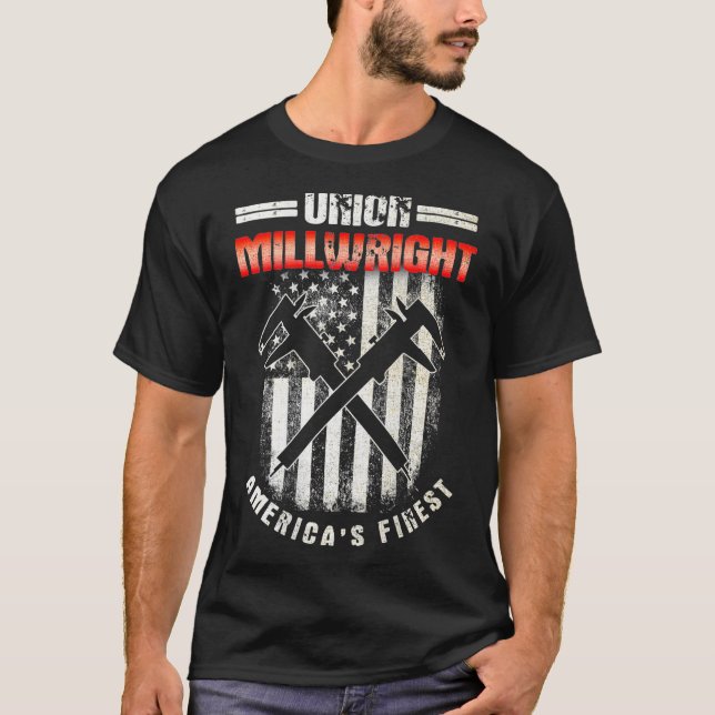 Millwright Image On Back Of Clothing _14  T Shirt (Framsida)