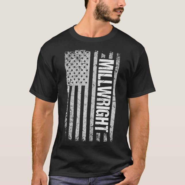 Millwright s  American Flag Gift Premium  T Shirt (Framsida)