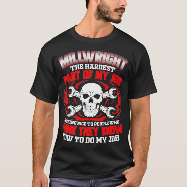 Millwright Skull Premium  T Shirt (Framsida)