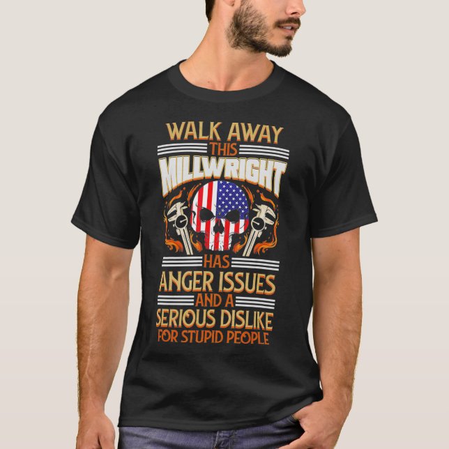 Millwright USA Skull Anger Issues  T Shirt (Framsida)