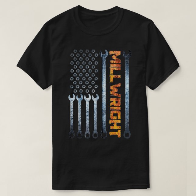 Millwright Verktyg Patriotic American Flagga Millw T Shirt (Design framsida)