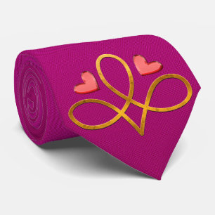 Milo Dale Hearts & Guld Design Rosa Manar Necktie Slips