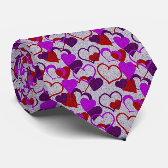 Milo Dale Hearts och Grått Manar Necktie Slips (Rullad)