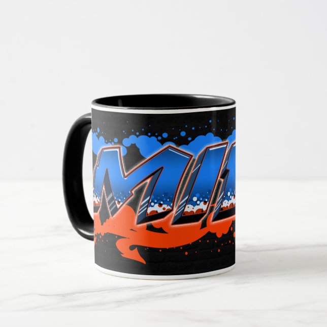 Milo Vorname Name Graffiti blue orange Tasse Mugg (Framsida vänster)