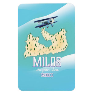 Milos den grekiska ökartan reser affischen Art. Magnet
