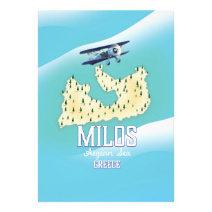 Milos, den grekiska reseaffischen i Karta. Fototryck