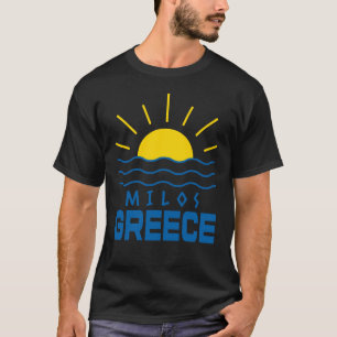 Milos Greece Sunshine and Sea Manar Black T Shirt