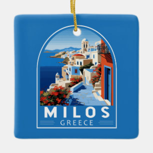 Milos Greece Travel Art Vintage Julgransprydnad Keramik