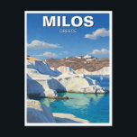 Milos Greece Travel Vykort<br><div class="desc">Milos, en gömt gem på Kykladerna, är en av Greklands mest fantastiska öar som är känd för sina unika vulkanlandskap och de bedövande stränderna. Milos överskuggas ofta av sina mer berömd grannar som Santorini och Mykonos och skryter med en annan världslig skönhet med sina dramatiska sten-formationer, kristallklar vatten och färgstarka...</div>