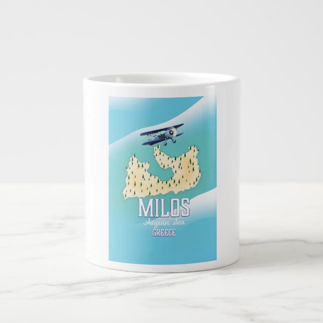 Milos, grekisk ö karta resaffisch konst. jumbo mugg (Framsidan)