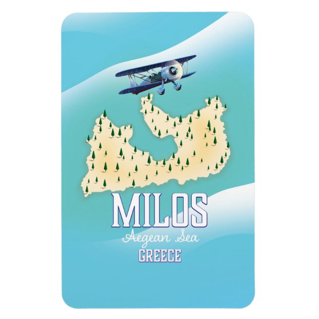 Milos, grekisk ö karta resaffisch konst. magnet (Vertikal)