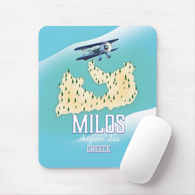 Milos, grekisk ö karta resaffisch konst. musmatta (Med mus)