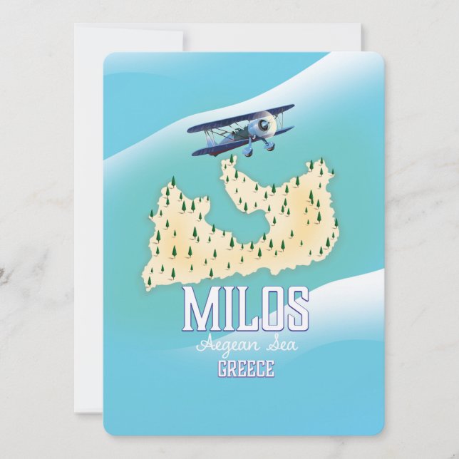 Milos, grekisk ö Map resa affisch konst. (Framsida)