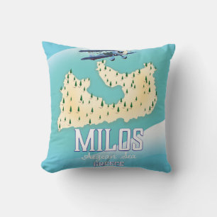 Milos, grekisk ö Map resa affisch konst. Kudde