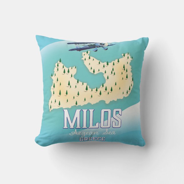 Milos, grekisk ö Map resa affisch konst. Kudde (Framsida)