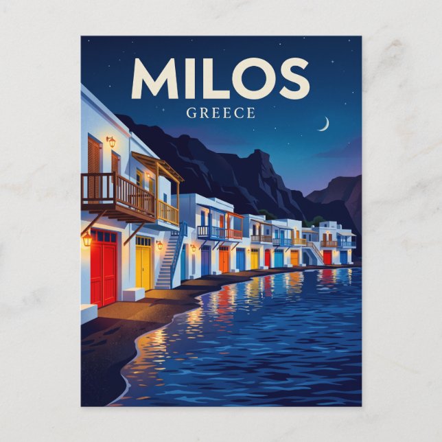 Milos Klima på natten Grekland Vykort (Framsida)