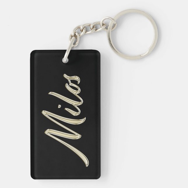 Milos Name whitegold Schlüsselanhänger Anhänger (Baksidan)