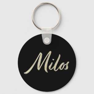 Milos Namn whitegold Button Schlüsselanhänger Nyckelring