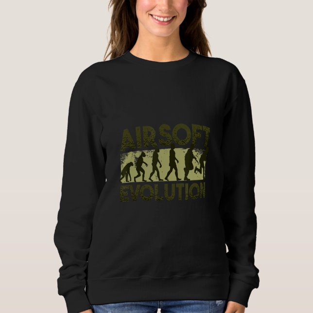 Milsim Airsoft Game Human Evolution Gun Sports T Shirt (Framsida)