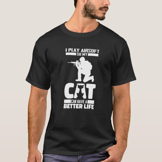 Milsim Cat Rifle Gun - Airsoft Premium T Shirt (Framsida)