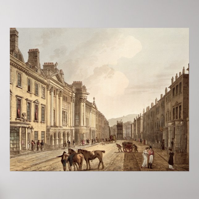 Milsom Street, från "Bath Illustrated by a Series" Poster (Framsidan)