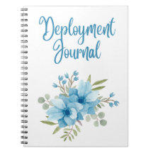 MilSpouse-driftsättning Journal med Blåa blommor