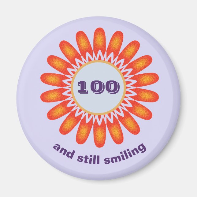 Milstolpe 100:e Orangen Blommor födelsedag Magnet (Framsidan)