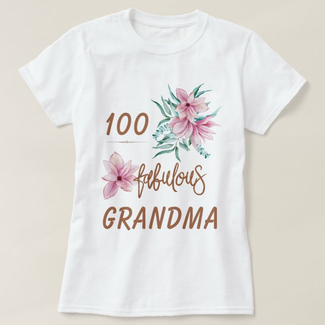 Milstolpe födelsedag 100 år fantastisk mormor t shirt (Design framsida)